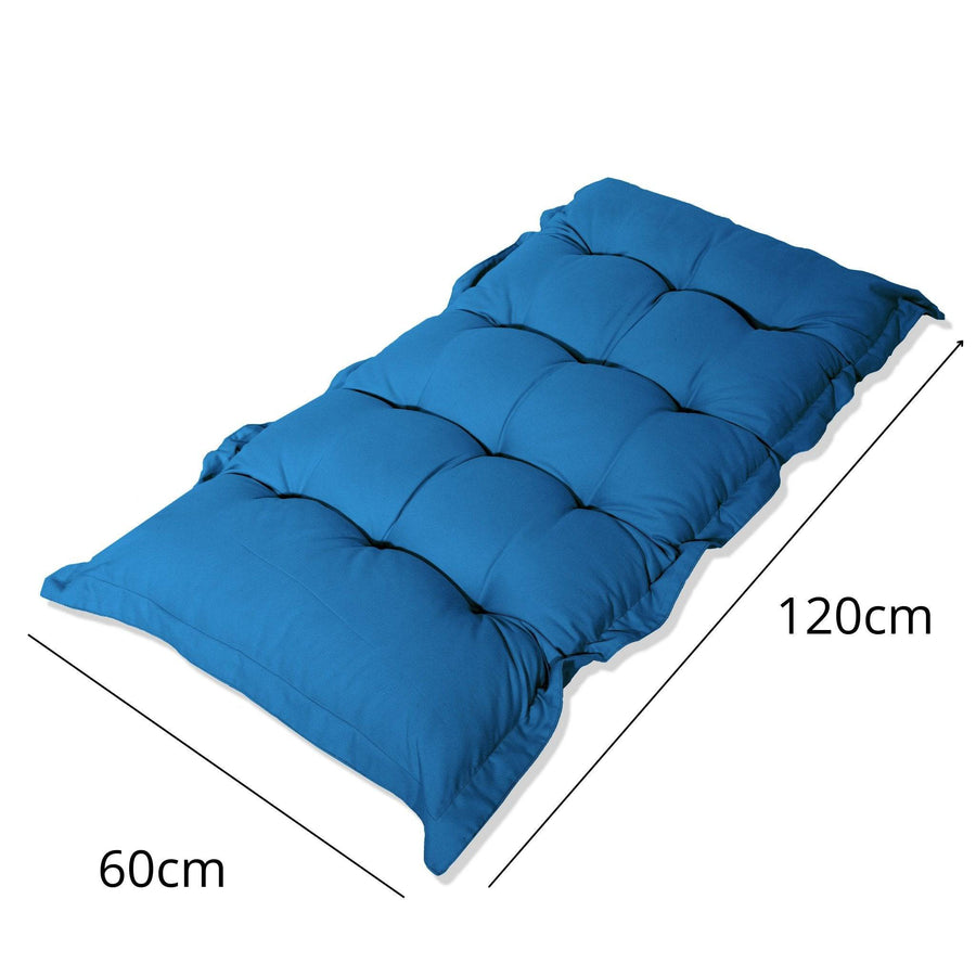 Cuscino Trapuntato per Panca e Pavimento 120x60 Blu Petrolio, imbottitura in fiocchi di schiuma