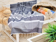 Fouta Arthur in cotone 100x200 cm blu navy