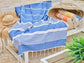 Fouta en coton arthur 100x200cm bleu royal - Deco-arts.fr