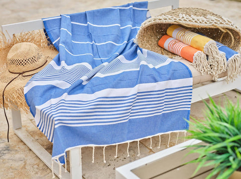 Fouta Arthur in cotone 100x200 cm blu reale