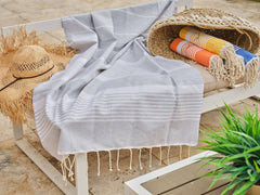 Fouta Arthur in cotone 100x200 cm grigio argento