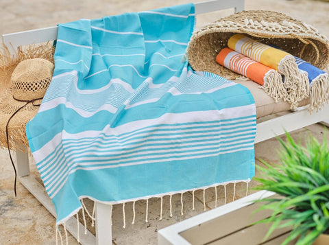 Fouta Arthur in cotone 100x200 cm turchese