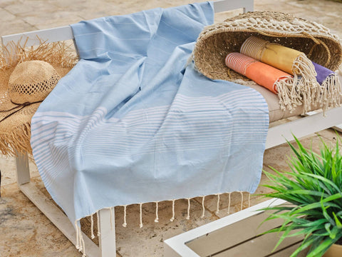 Fouta Miami in cotone 100x200 cm celeste