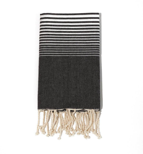 Fouta en coton miami 100x200cm bleu marine - Deco-arts.fr