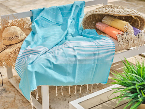 Fouta Miami in cotone 100x200 cm turchese
