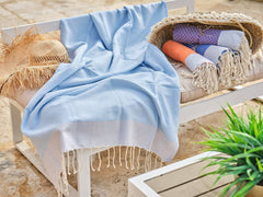 Fouta piccola in cotone rombi 100x200 cm celeste