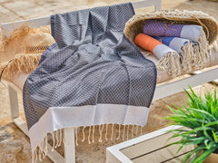 Fouta piccolo in cotone diamante 100x200 cm blu navy