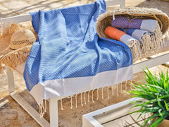 Fouta piccolo in cotone diamante 100x200 cm blu reale