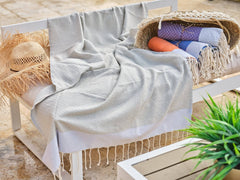 Fouta in cotone piccolo diamante 100x200 cm grigio argento