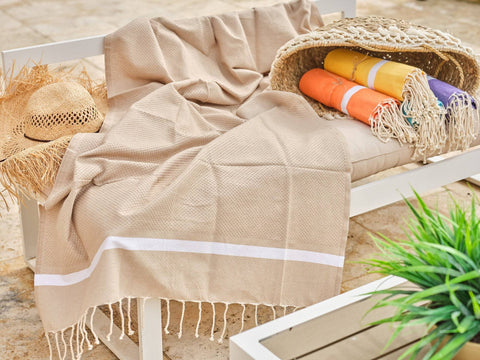 Fouta spa in cotone a nido d'ape 100x200 cm beige
