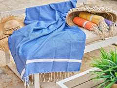Fouta in cotone spa a nido d'ape 100x200 cm blu reale
