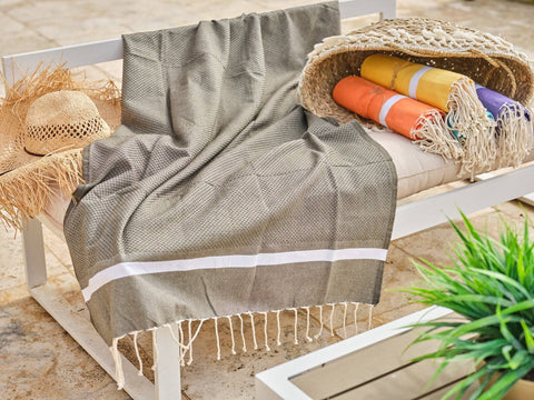 Fouta in cotone spa a nido d'ape 100x200 cm grigio scuro