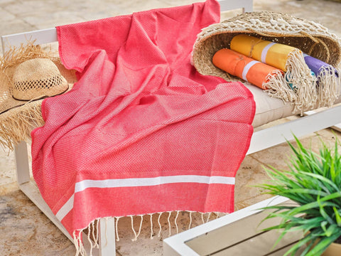 Fouta spa in cotone nido d'ape 100x200 cm rosso