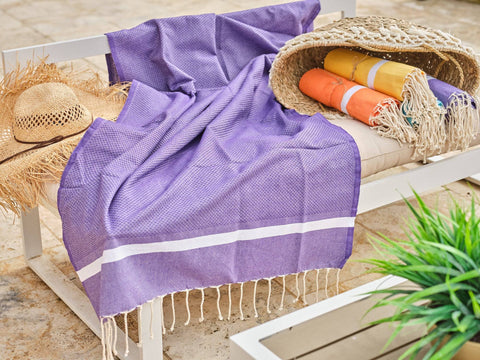 Fouta in cotone spa a nido d'ape 100x200 cm viola