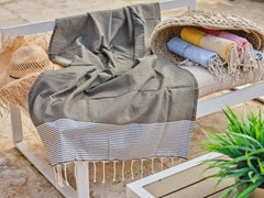 Fouta Ziwane in cotone a nido d'ape 100x200 cm grigio scuro