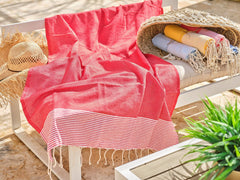 Fouta Ziwane in cotone a nido d'ape 100x200 cm rosso