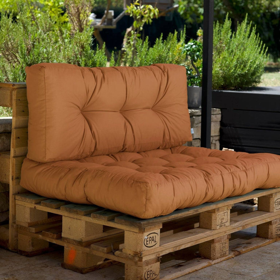 Set Cuscini Pallet 120x80 Ruggine, tessuto anti-UV e idrorepellente