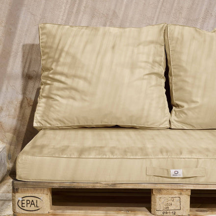 Set Cuscini Pallet Sfoderabili 120x80 Beige Clair - Impermeabile & Extérieur (1 Seduta + 2 Schienali)