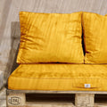 Set Cuscini Pallet Sfoderabili 120x80 Giallo - Impermeabile & Extérieur (1 Seduta + 2 Schienali)