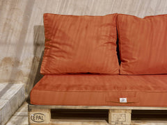 Set Cuscini Pallet Sfoderabili 120x80 Terracotta - Impermeabile & Extérieur (1 Seduta + 2 Schienali)