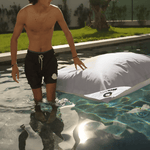 Housse de pouf flottant XXL 180x140 cm gris galet, déhoussable pour piscine, adaptée au beanbag Deco-arts.fr.