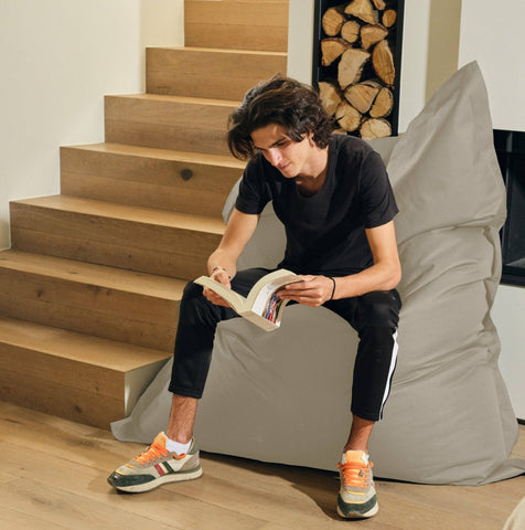 Pouf Gigante XXL per Interni ed Esterni, Sfoderabile, Soggiorno, Giardino, Deco Arts Beige