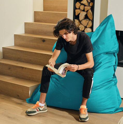 Pouf Gigante XXL per Interni ed Esterni, Sfoderabile, Soggiorno, Giardino, Deco Arts Caribbean Blue