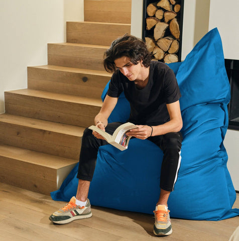 Pouf Gigante XXL per Interni ed Esterni, Sfoderabile, Soggiorno, Giardino, Deco Arts Petrolio