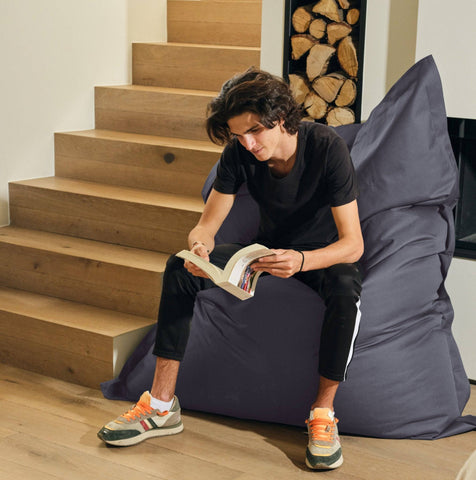 Pouf Gigante XXL da Interno ed Esterno, Sfoderabile, Soggiorno, Giardino, Deco Arts Carbon Grey
