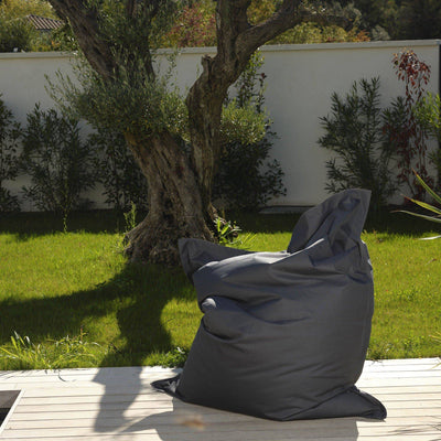 Pouf géant XXL 180x140 cm Deco-arts.fr en gris carbone, extérieur, déhoussable, waterproof, idéal salon ou jardin.