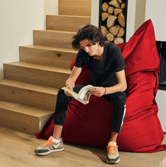 Pouf Gigante XXL da Interno ed Esterno, Sfoderabile, Soggiorno, Giardino, Deco Arts Chili Red