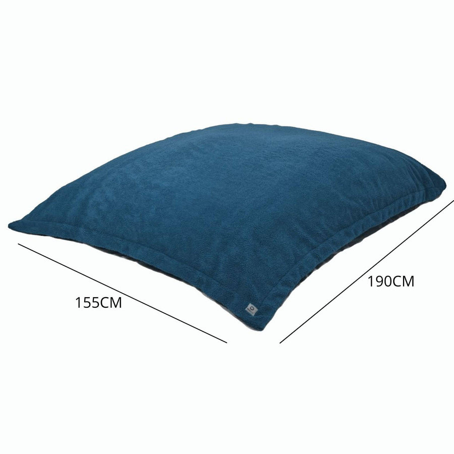 Pouf Gigante XXL 190x155 Blu Petrolio, tessuto sherpa
