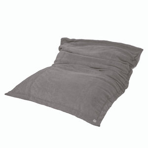 Pouf Gigante XXL 190x155 Grigio Argento - Sherpa e Schiuma (Divano da Pavimento 2 Posti)