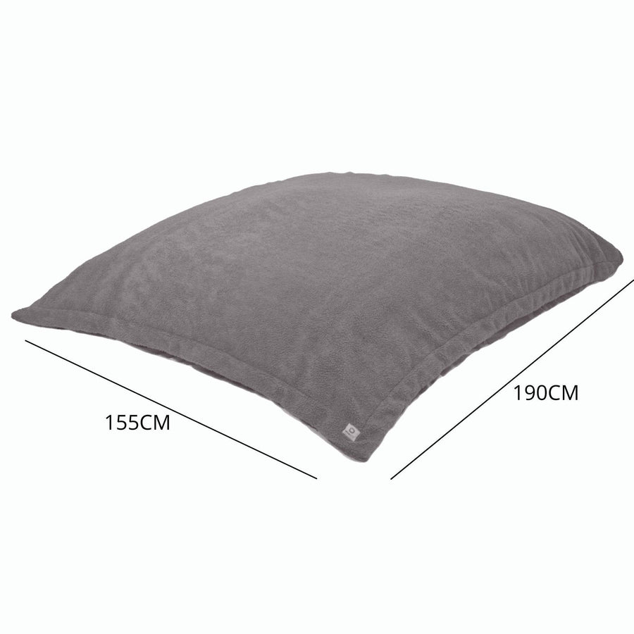 Pouf Gigante XXL 190x155 Grigio Argento, imbottitura in fiocchi di schiuma
