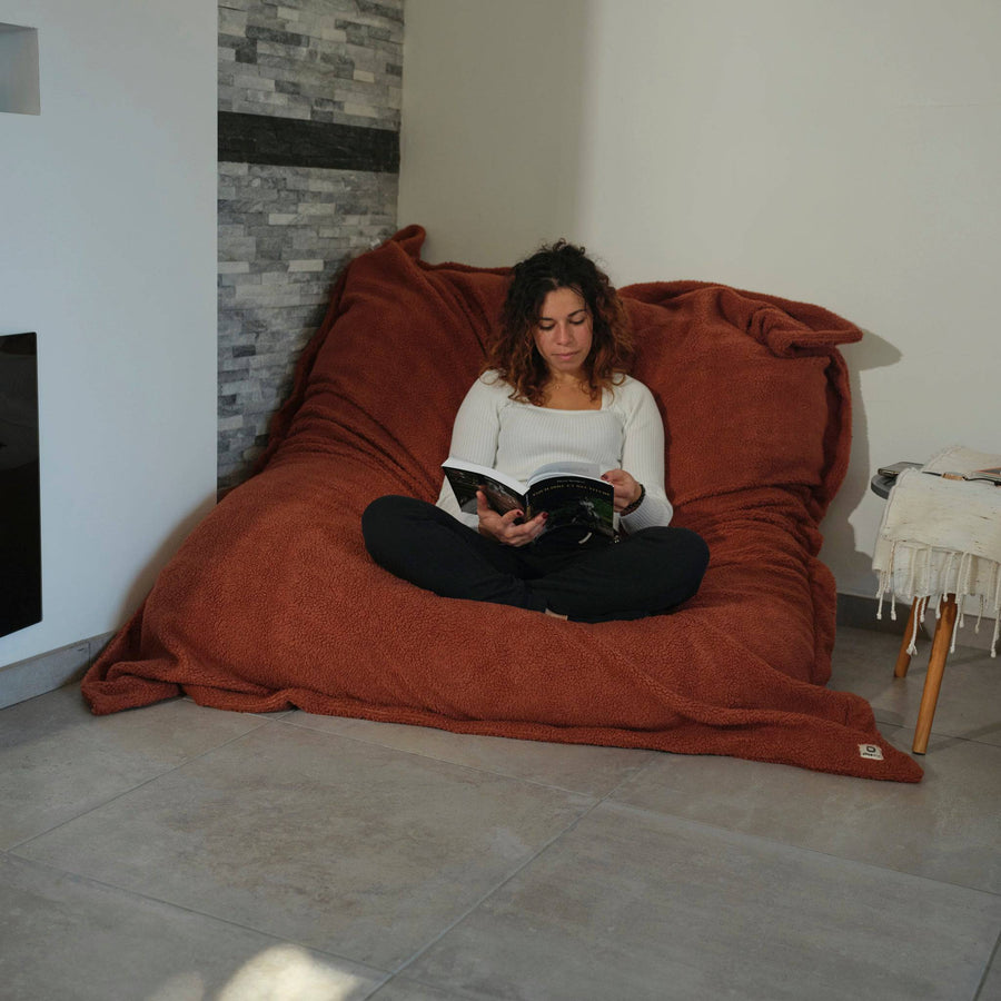 Pouf Gigante XXL 190x155 Terracotta, imbottitura in fiocchi di schiuma