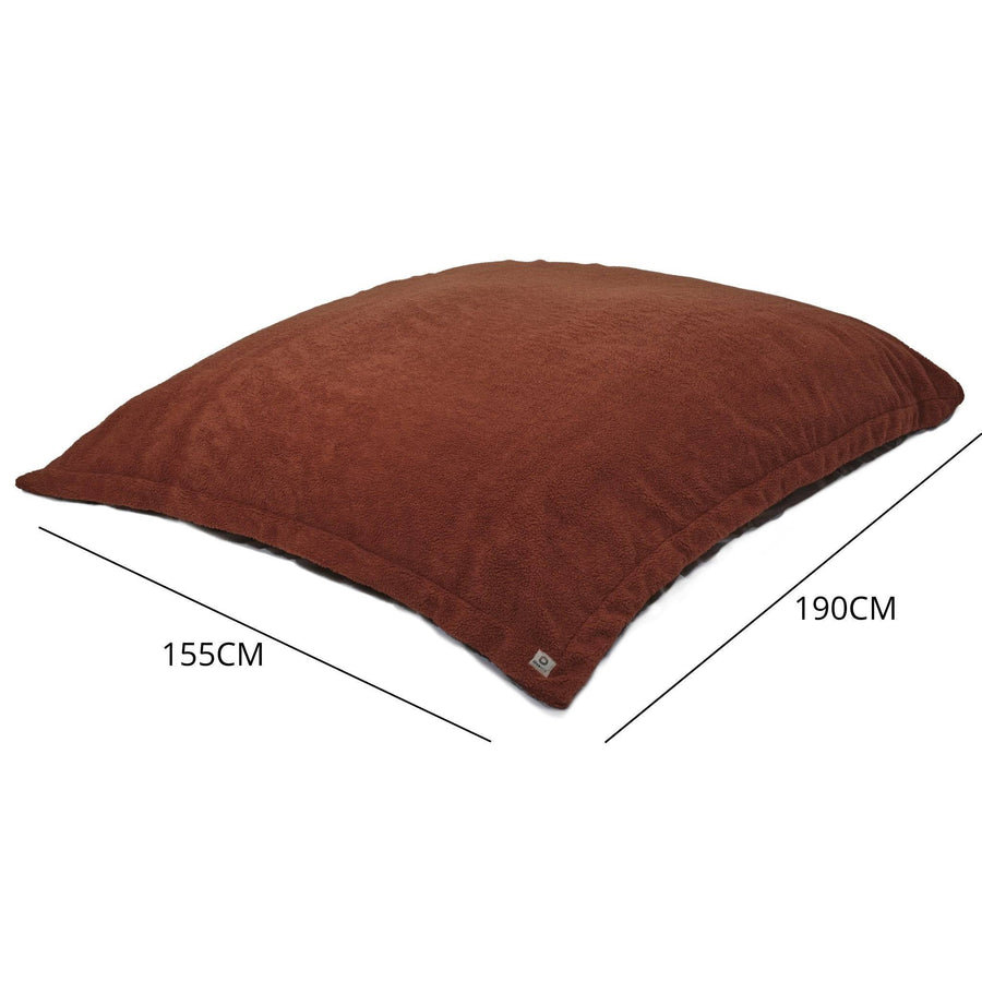 Pouf Gigante XXL 190x155 Terracotta, tessuto sherpa