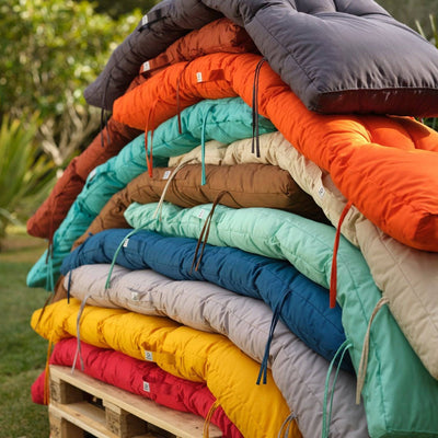 Coussin de bain de soleil Decoartss 185x55cm beige clair, épais 12cm, imperméable, pour chaise longue ou terrasse.