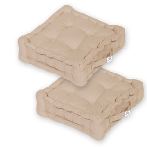 Set di 2 Cuscini da Pavimento 40x40 Beige Clair - Spesso 12cm & Maniglia