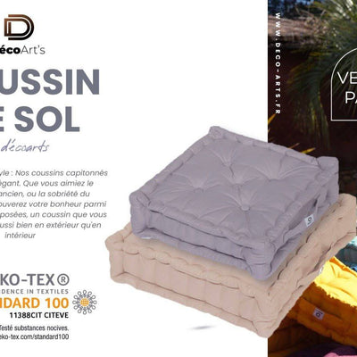 Coussin de sol lot de 2  - 40 x 40 cm Bleu Caraibes - Deco-arts.fr