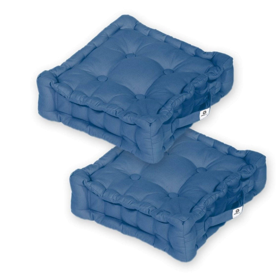 Set di 2 Cuscini da Pavimento 40x40 Blu Petrolio, spessore 12 cm