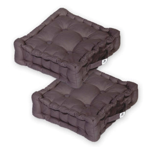 Set di 2 Cuscini da Pavimento 40x40 Grigio Carbone - Spesso 12cm & Maniglia