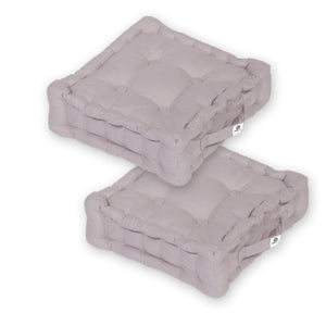 Set di 2 Cuscini da Pavimento 40x40 Grigio Ciottolo - Spesso 12cm & Maniglia