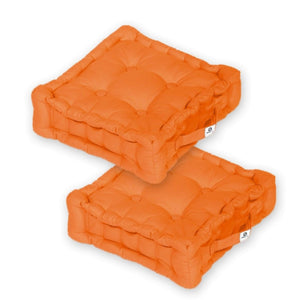 Set di 2 Cuscini da Pavimento 40x40 Arancione - Spesso 12cm & Maniglia