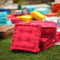 Set di 2 Cuscini da Pavimento 40x40 Rosso Peperoncino - Spesso 12cm & Maniglia
