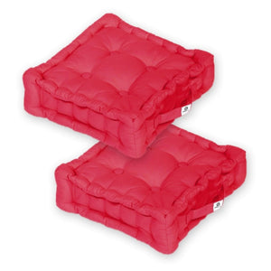 Set di 2 Cuscini da Pavimento 40x40 Rosso Peperoncino - Spesso 12cm & Maniglia