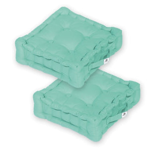 Set di 2 Cuscini da Pavimento 40x40 Verde Menta - Spesso 12cm & Maniglia