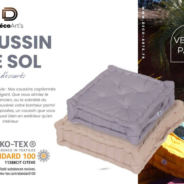 Coussin de sol lot de 2  - 50 x 50 cm Beige Clair - Deco-arts.fr