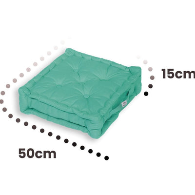 Coussin de sol lot de 2  - 50 x 50 cm Bleu Caraibes - Deco-arts.fr