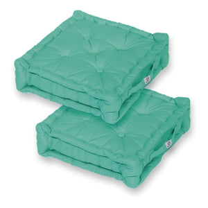 Set di 2 Cuscini da Pavimento XL 50x50 Blu Caraibi - Spesso 15cm & Maniglia