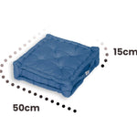 Coussin de sol lot de 2  - 50 x 50 cm Bleu Petrole - Deco-arts.fr